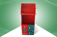 Дисплей пола картона блока индикатора красного цвета свободный стоящий с крюками для подарков Кристмас