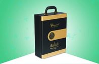 Коробки высококачественной/благородной бумаги упаковывая, Вине деревянная подарочная коробка с золотым влиянием бархата